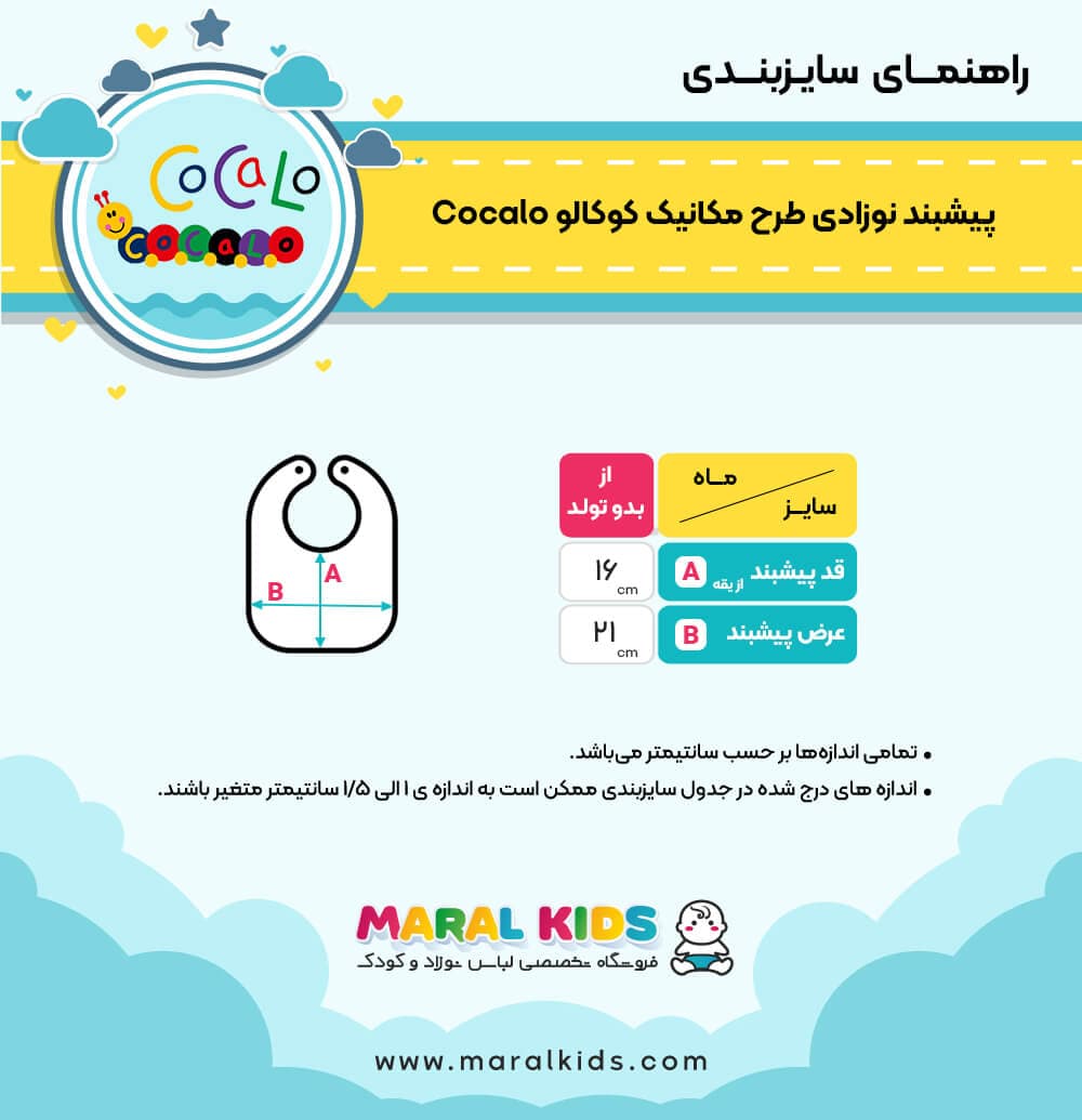 پیش بند نوزادی گلدوزی طرح مکانیک آبی کوکالو Cocalo — تصویر ۶