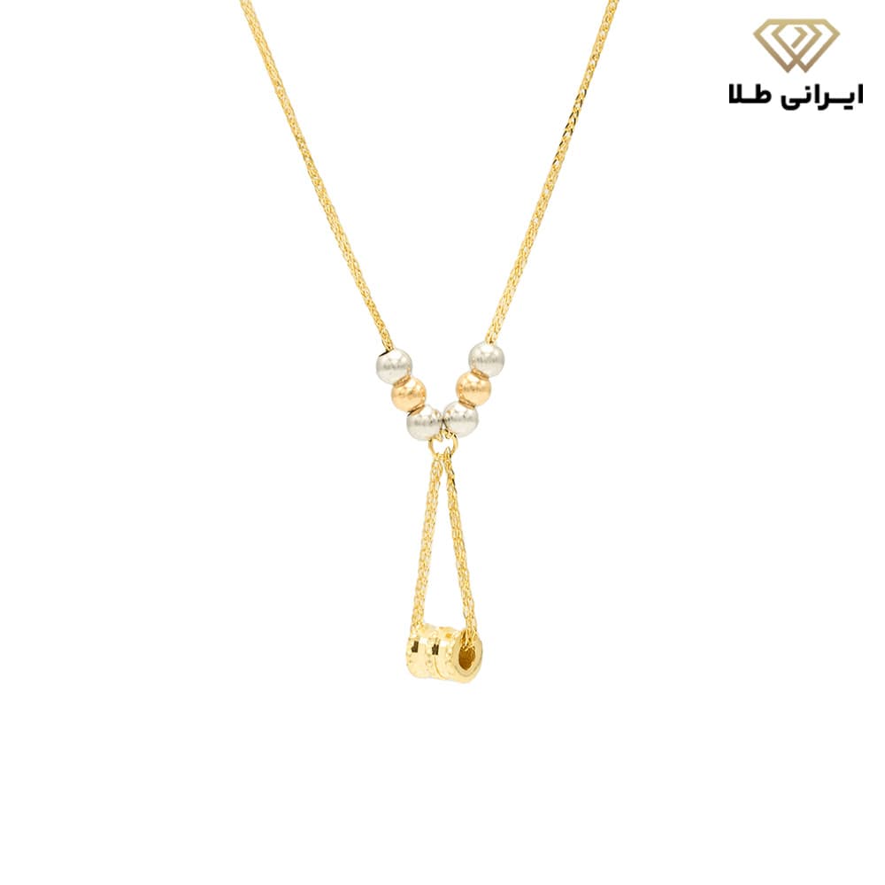 گردنبند گوی طلا زنانه سفید و زرد — تصویر ۳