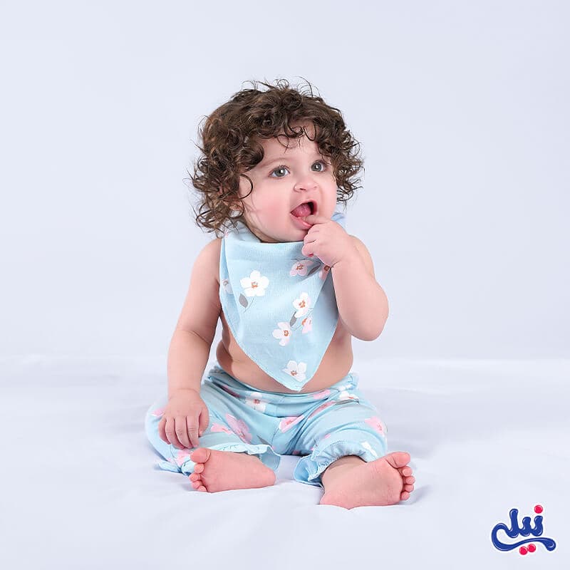 شلوار گل دار آبی نوزادی دخترانه طرح لاولی نیلی Nili Lovely — تصویر ۳