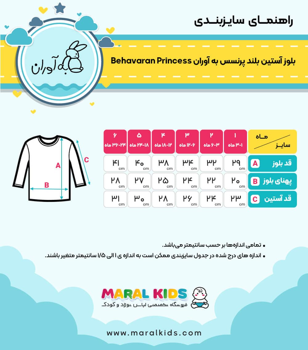 بلوز آستین بلند نوزاد دخترانه طرح پرنسس به آوران Behavaran Princess — تصویر ۶