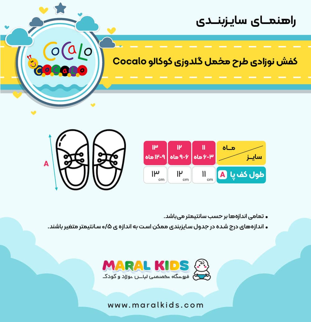 کفش نوزادی طرح مخمل گلدوزی قرمز کوکالو Cocalo — تصویر ۶