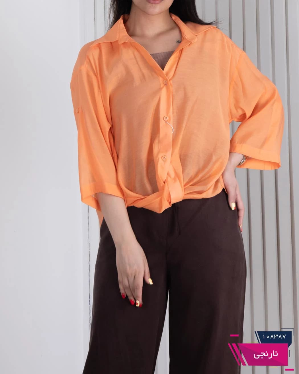 شومیز زنونه پری شیشه ای پایین گره CHOICE — تصویر ۱۲