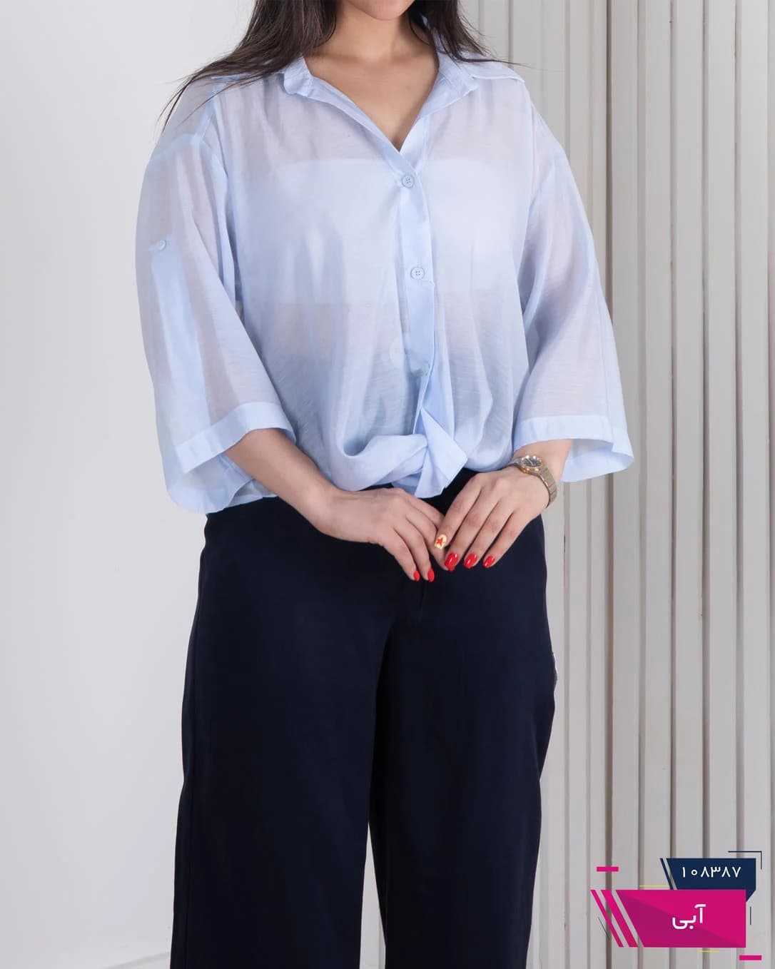 شومیز زنونه پری شیشه ای پایین گره CHOICE — تصویر ۶