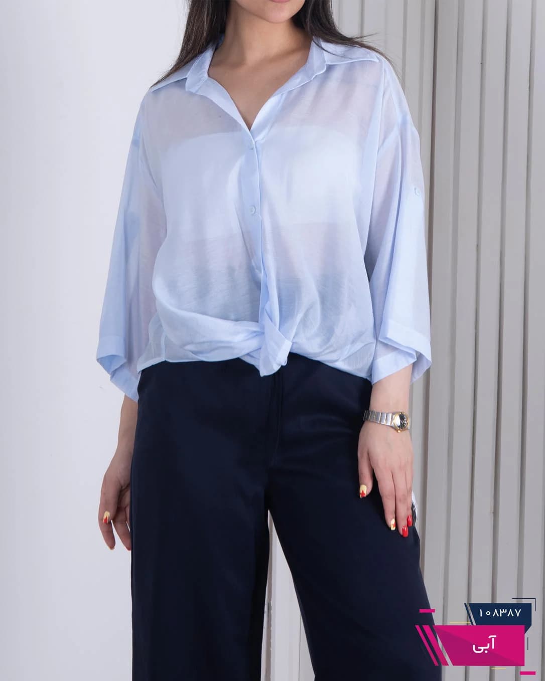 شومیز زنونه پری شیشه ای پایین گره CHOICE — تصویر ۵