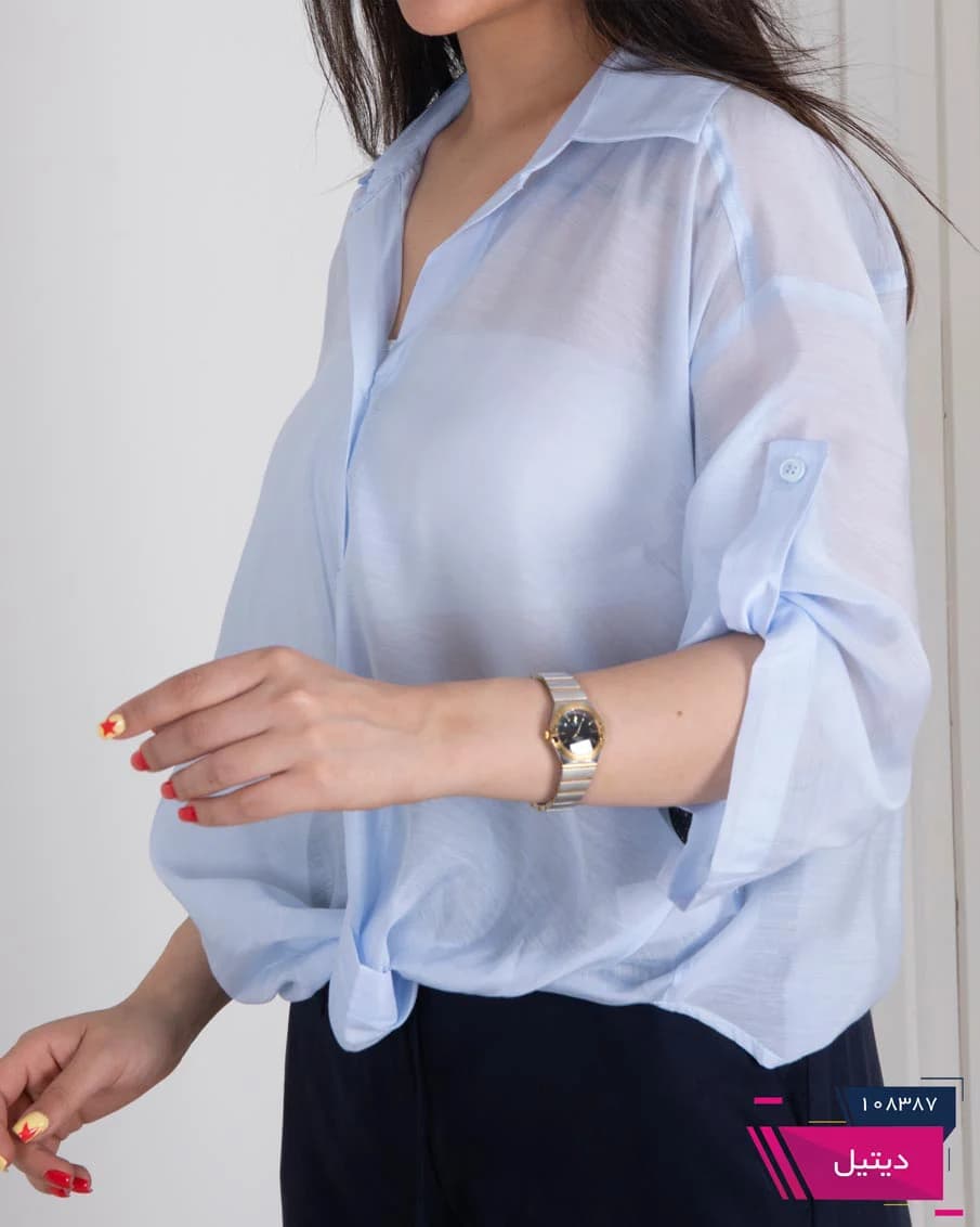 شومیز زنونه پری شیشه ای پایین گره CHOICE — تصویر ۸
