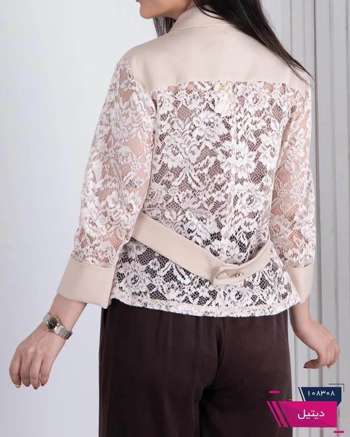 کت مجلسی زنونه خرجکار دانتل تک دکمه TAFFETA — تصویر ۷