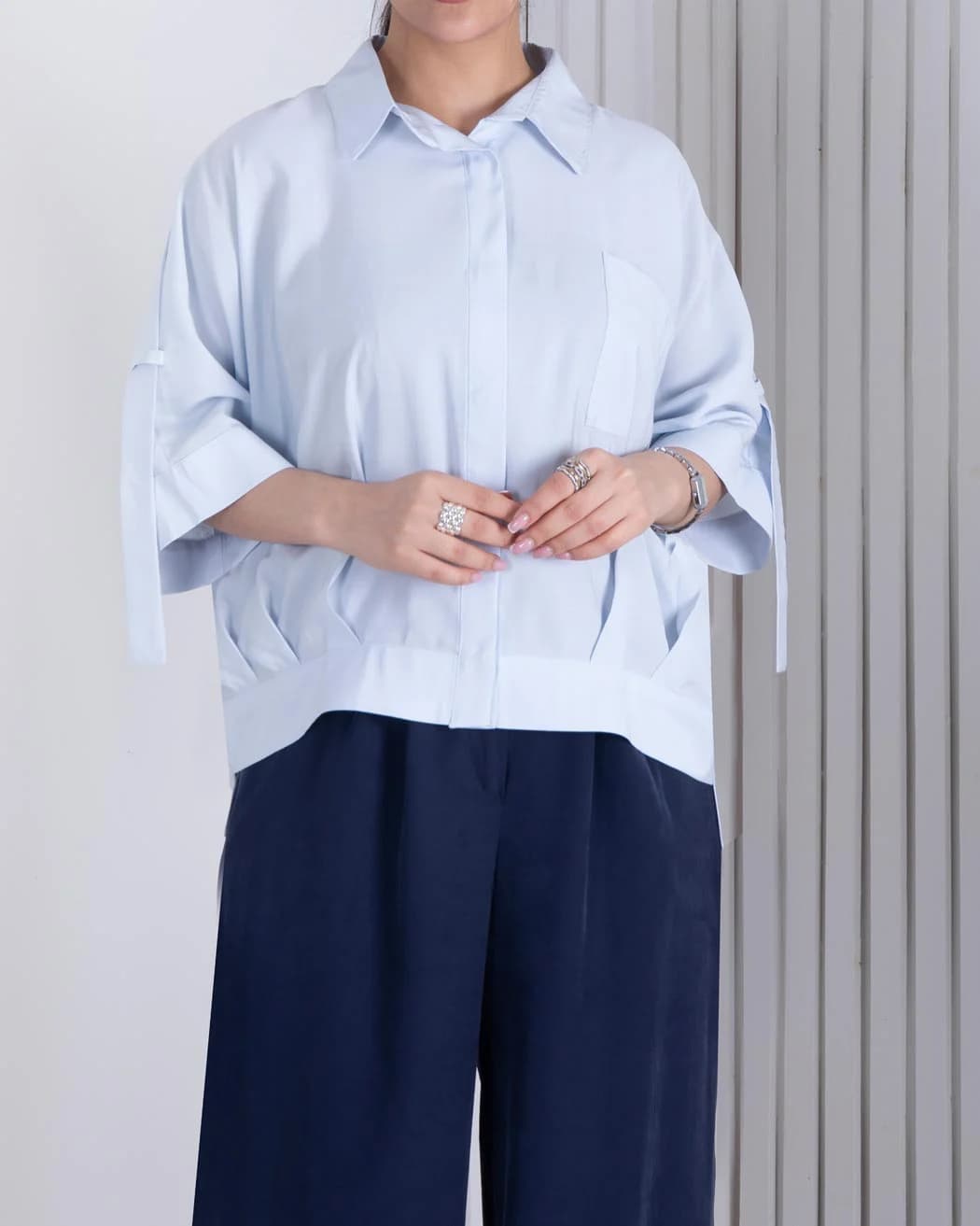 شومیز زنونه پری دکمه مخفی تک جیب COLLECTHION