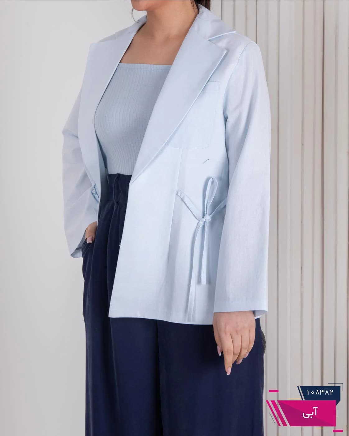 کت اسپرت زنونه لینن کمربندی جیب فیلتو ZARA — تصویر ۲