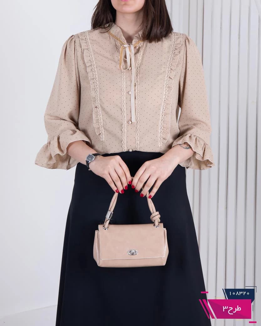 شومیز مجلسی یقه چین دارطرحدار RANA — تصویر ۲