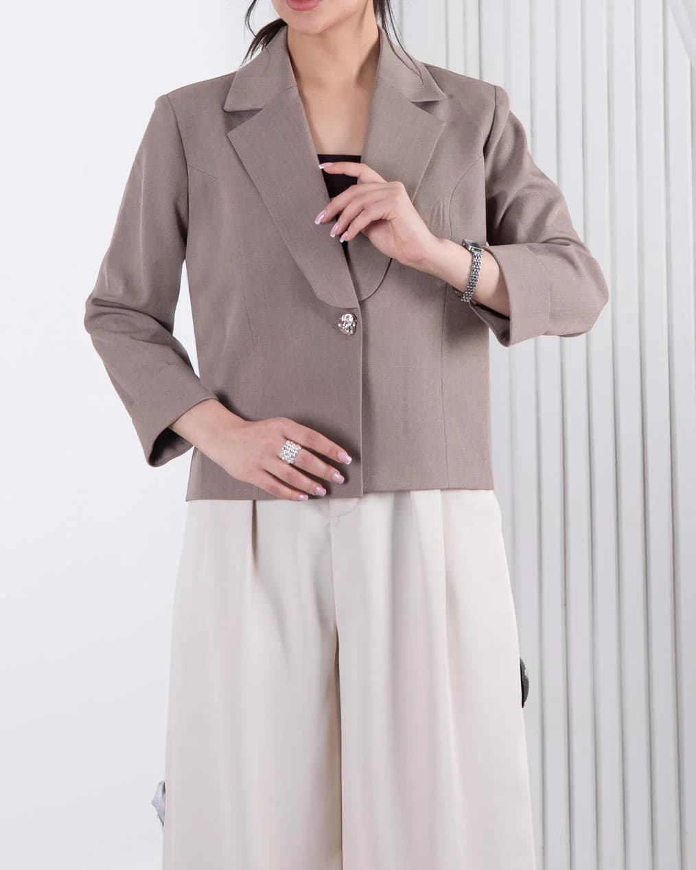 کت مجلسی زنونه یقه انگلیسی تک دکمه TAFFETA — تصویر ۷