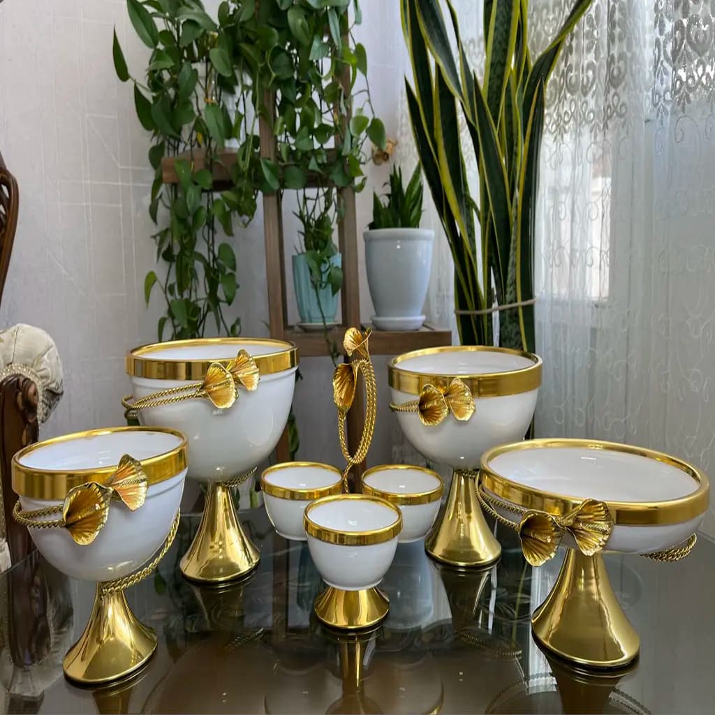 سرویس پذیرایی پایه کوتاه 5 پارچه آبکاری شده — تصویر ۶