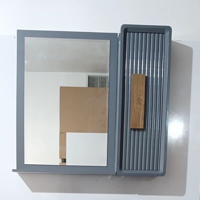 روشویی کابینتی pvc طوسی مات بامبو فول ست در ابعاد 50و60و70 همراه با آینه و باکس با سنگ طوسی مات — تصویر ۶