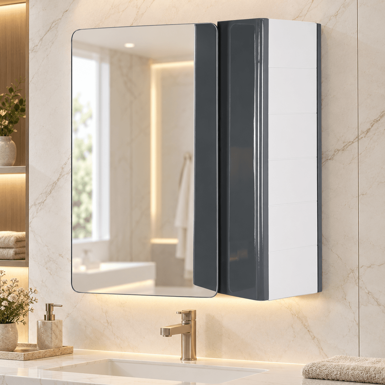 آینه باکس PVC سفید زرین نیک کد ZB042 — تصویر ۲