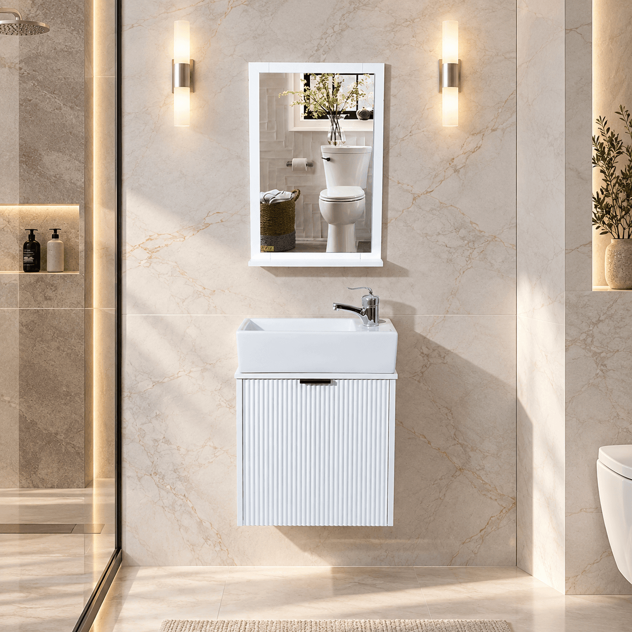 روشویی کوچک کابینتی طرح آندره تمام سفید
