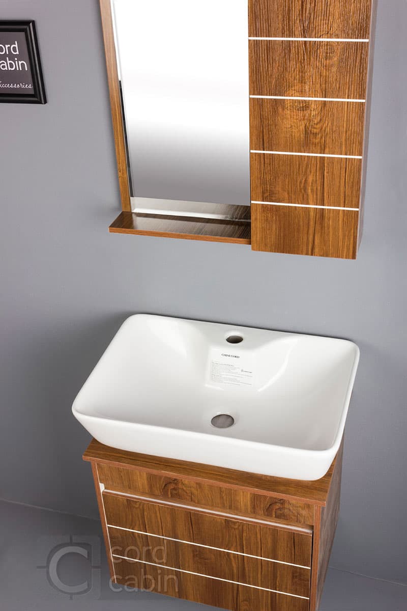 روشویی کابینتی و آینه باکس طرح چوب تولیپ چینی کرد — تصویر ۸