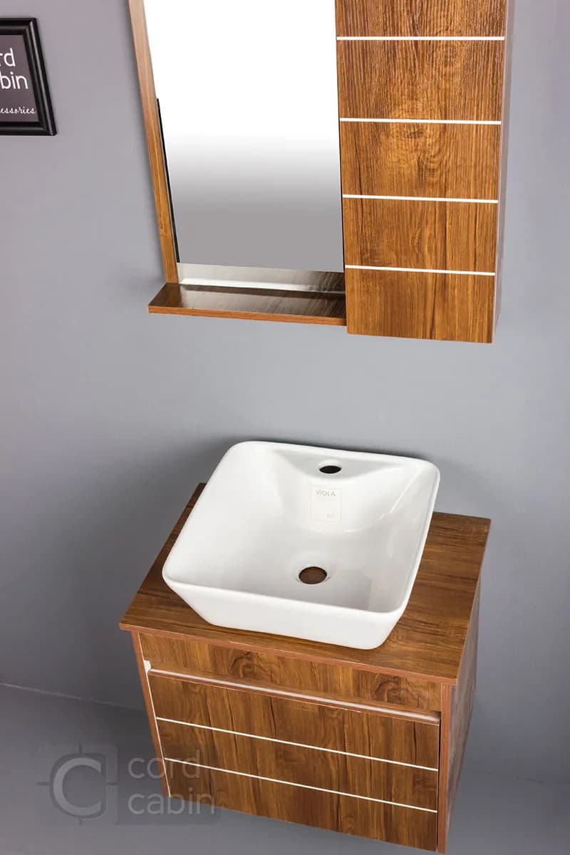 روشویی کابینتی و آینه باکس طرح چوب مربع ویولا — تصویر ۶