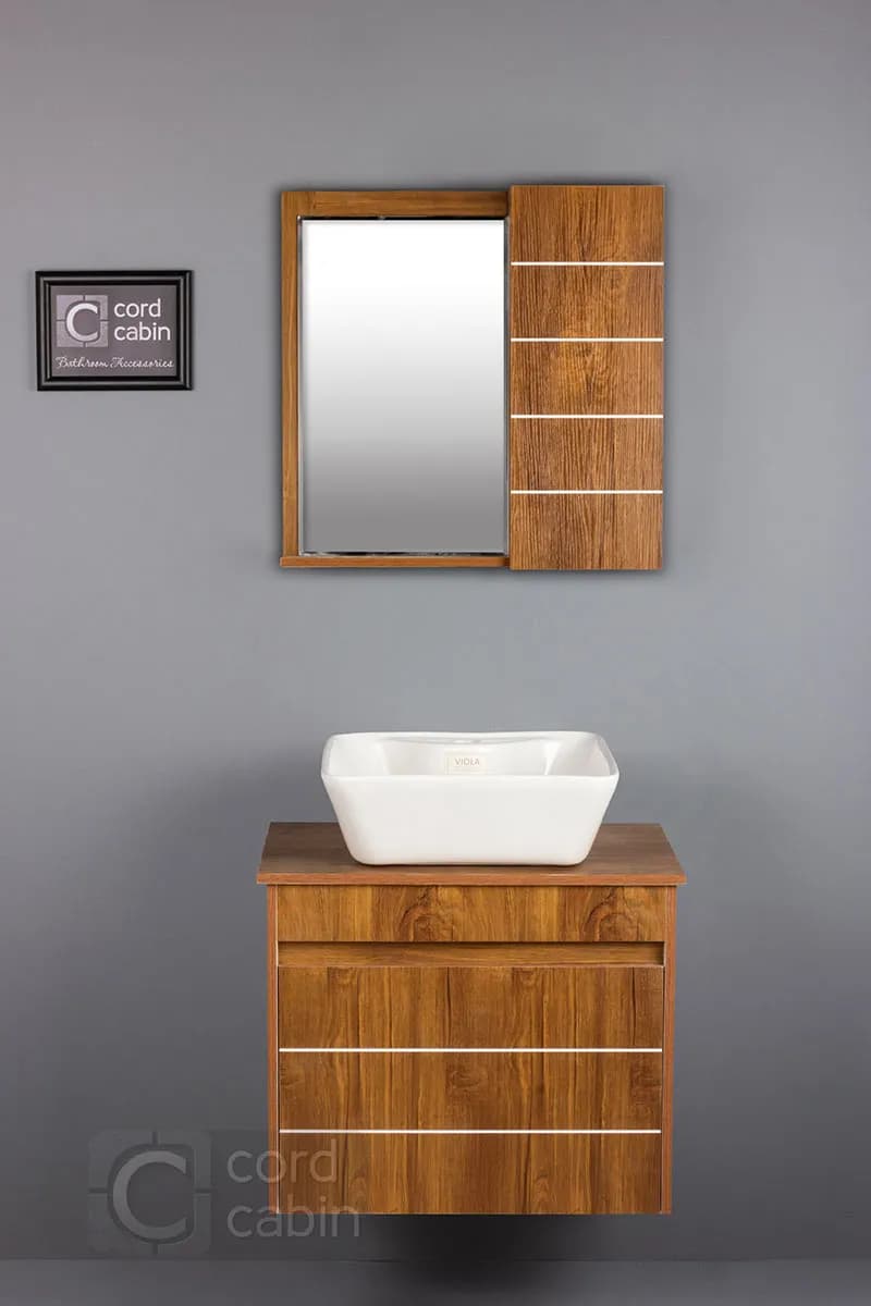 روشویی کابینتی و آینه باکس طرح چوب مربع ویولا