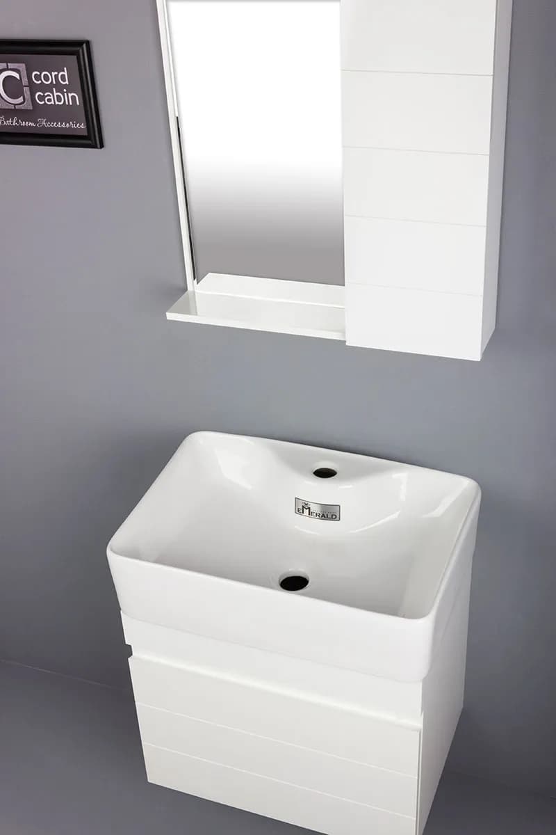 روشویی کابینتی و آینه باکس طرح تمام سفید بدون صفحه امرالد — تصویر ۷