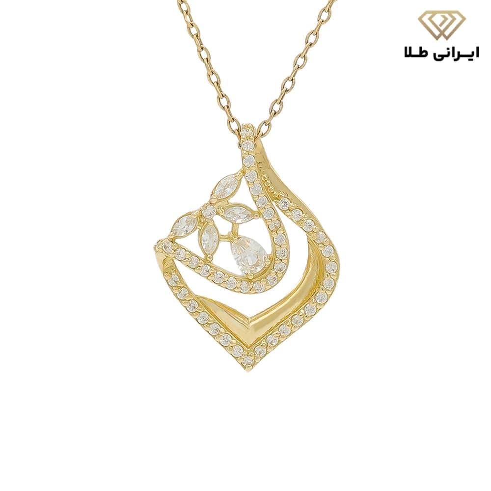 گردنبند طلا زنانه نگین دار طرح لوزی — تصویر ۳