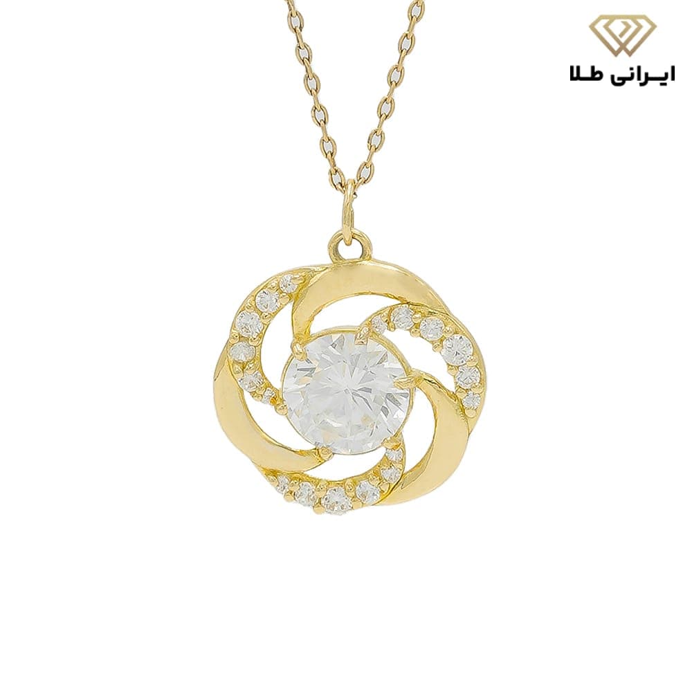 گردنبند طلا زنانه حلقه ای فانتزی نگین دار — تصویر ۳