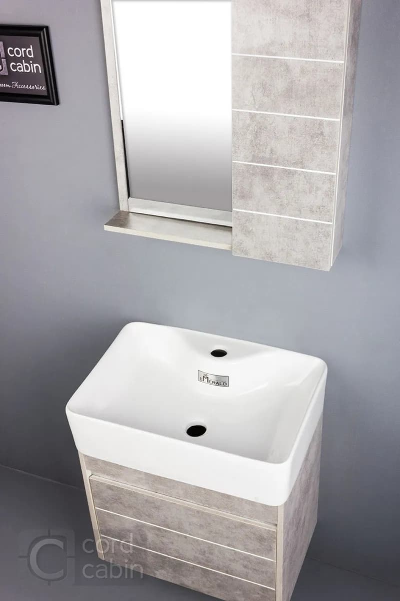 روشویی کابینتی طرح طوسی پتینه بدون صفحه امرالد — تصویر ۶