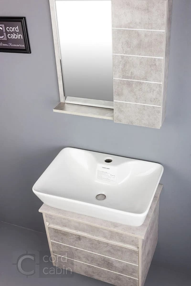 روشویی کابینتی طرح طوسی پتینه تولیپ چینی کرد — تصویر ۲