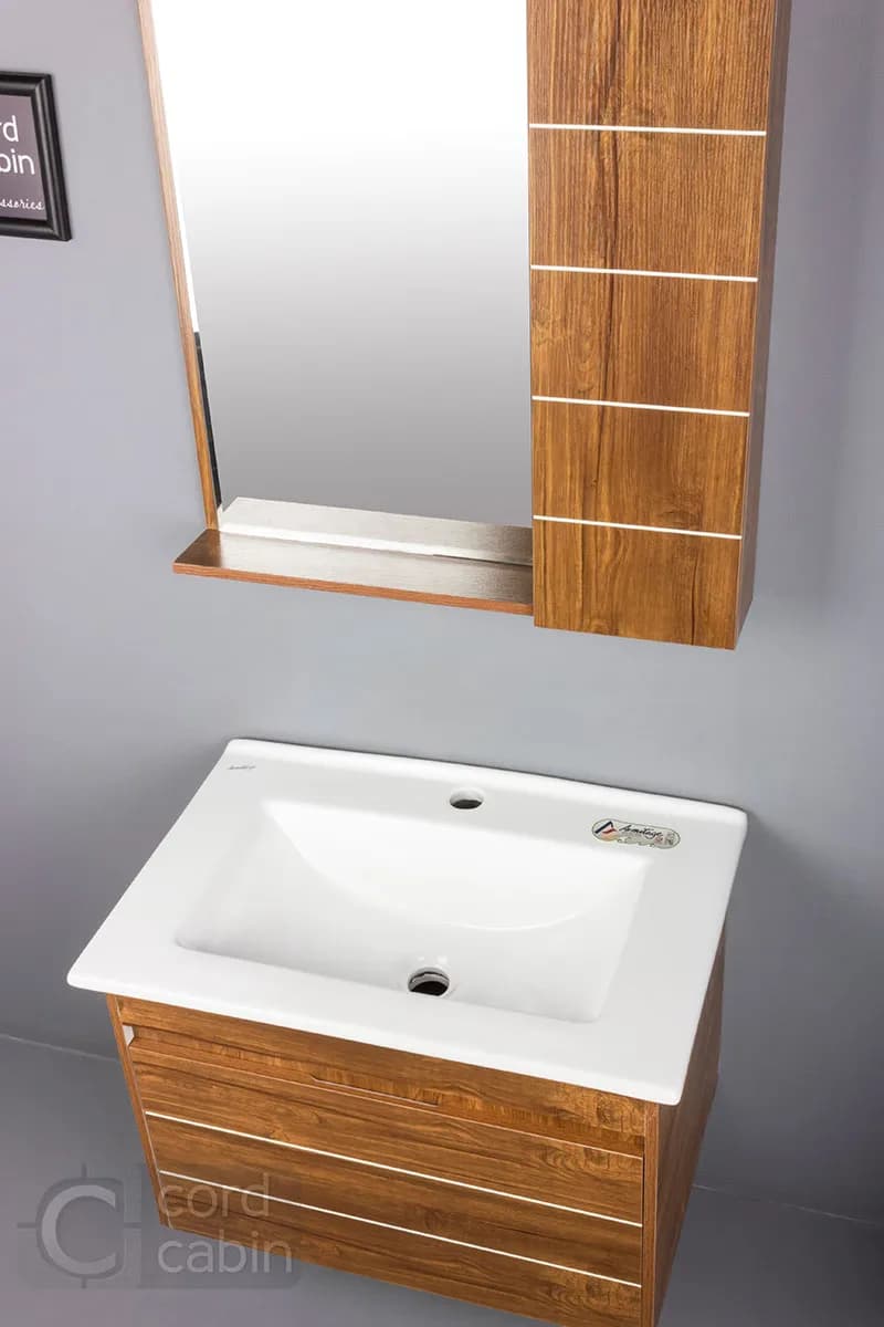 روشویی کابینتی طرح چوب بدون صفحه توکار آرمیتاژ — تصویر ۳