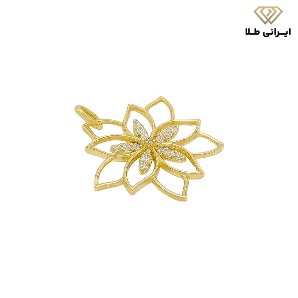 گردنبند طلا زنانه فانتزی طرح گل نگین دار — تصویر ۴