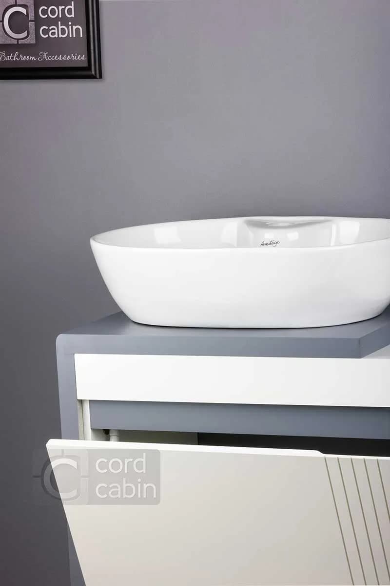 روشویی کابینتی و آینه باکس طرح پراتو سفید طوسی گرد سفید نسترن آرمیتاژ — تصویر ۶