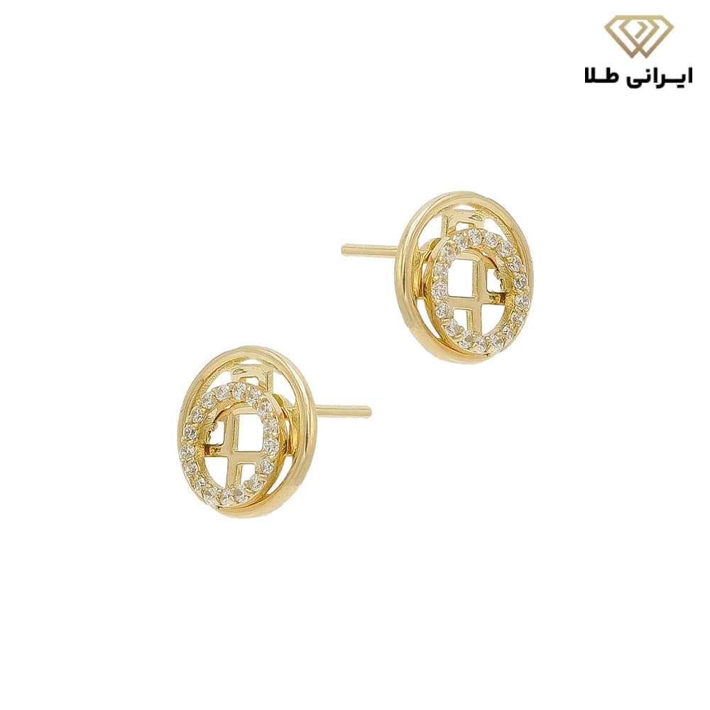 گوشواره طلا زنانه دایره‌ای چهارخانه