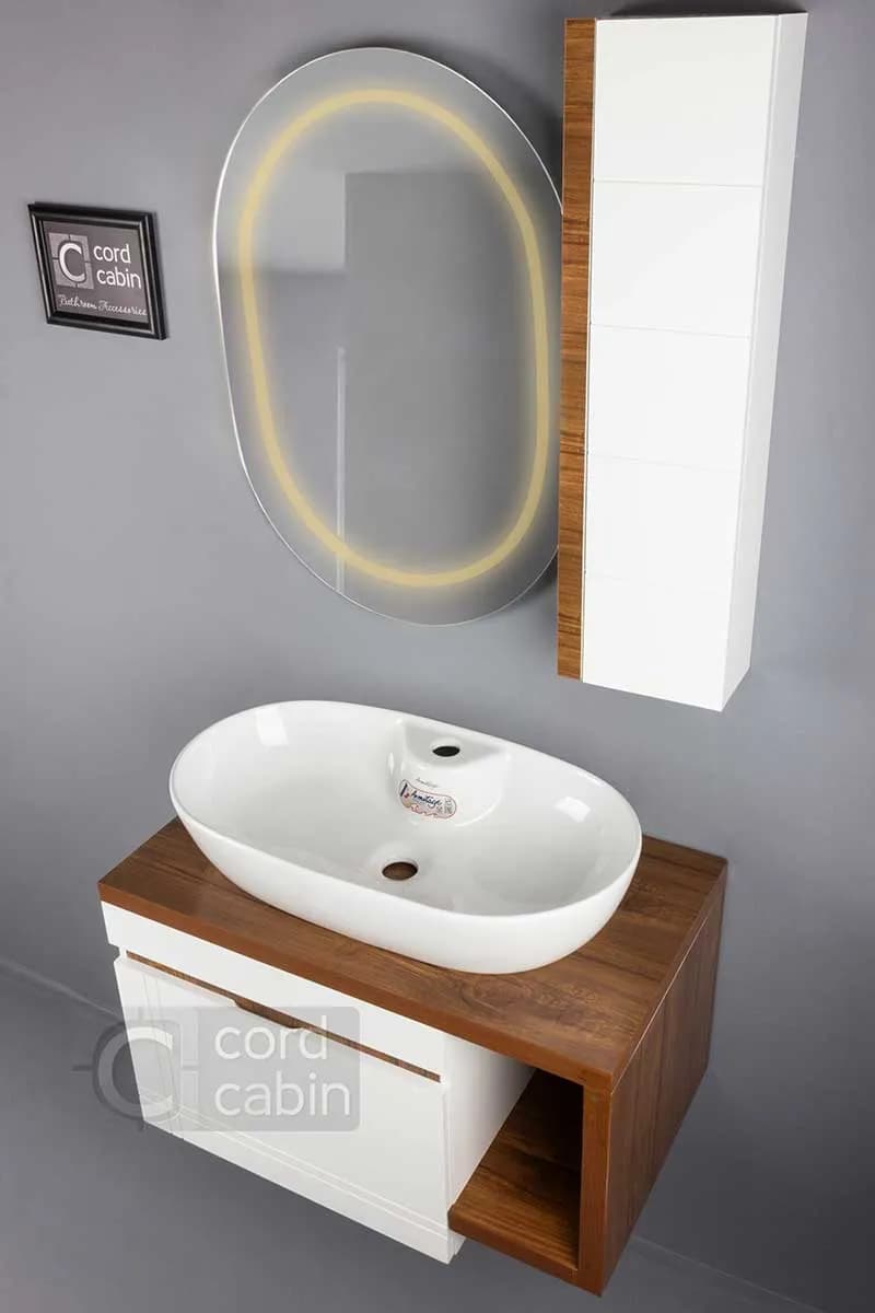 روشویی کابینتی طرح پرشین سفید چوب بیضی آرمیتاژ — تصویر ۶