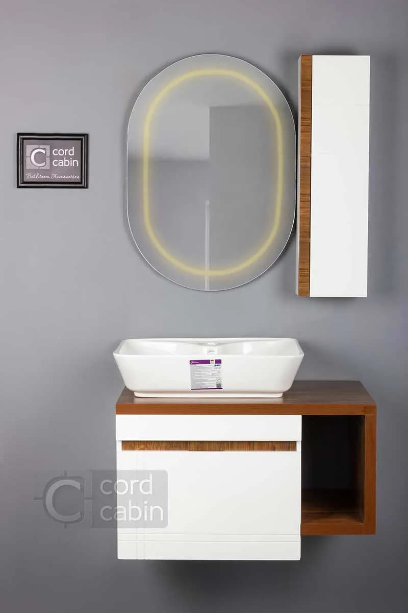روشویی کابینتی و آینه باکس طرح پرشین سفید چوب مستطیل گاتریا سفید