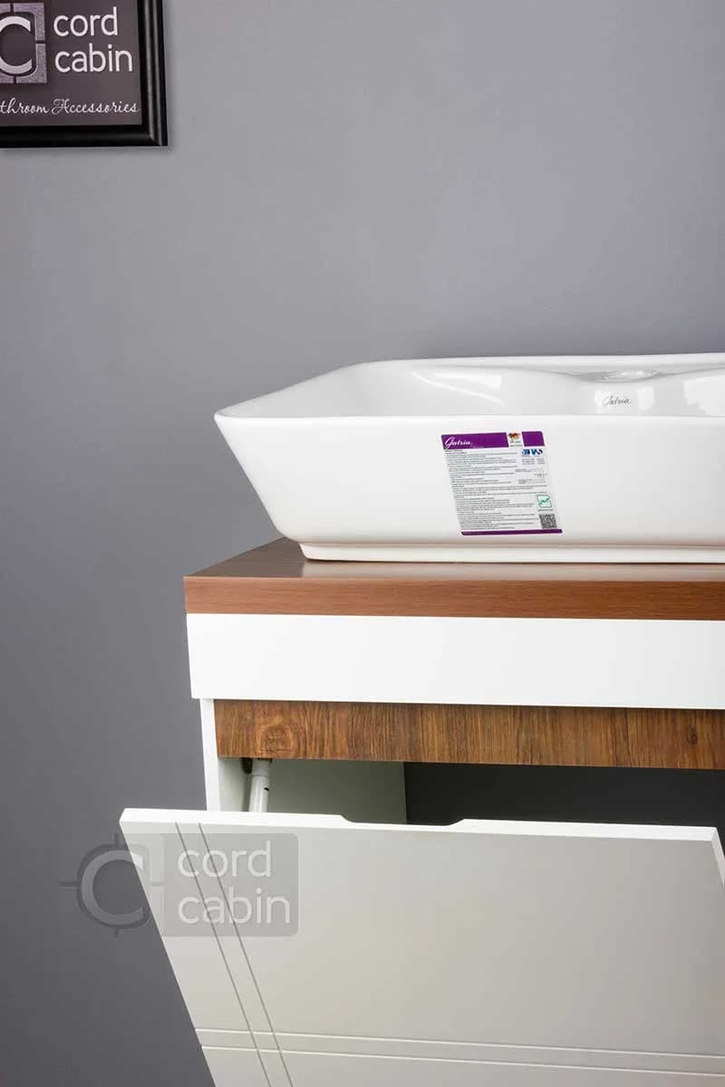 روشویی کابینتی طرح پرشین سفید چوب مستطیل گاتریا سفید — تصویر ۵
