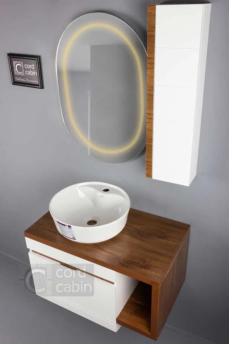 روشویی کابینتی طرح پرشین سفید چوب گرد گاتریا سفید — تصویر ۵