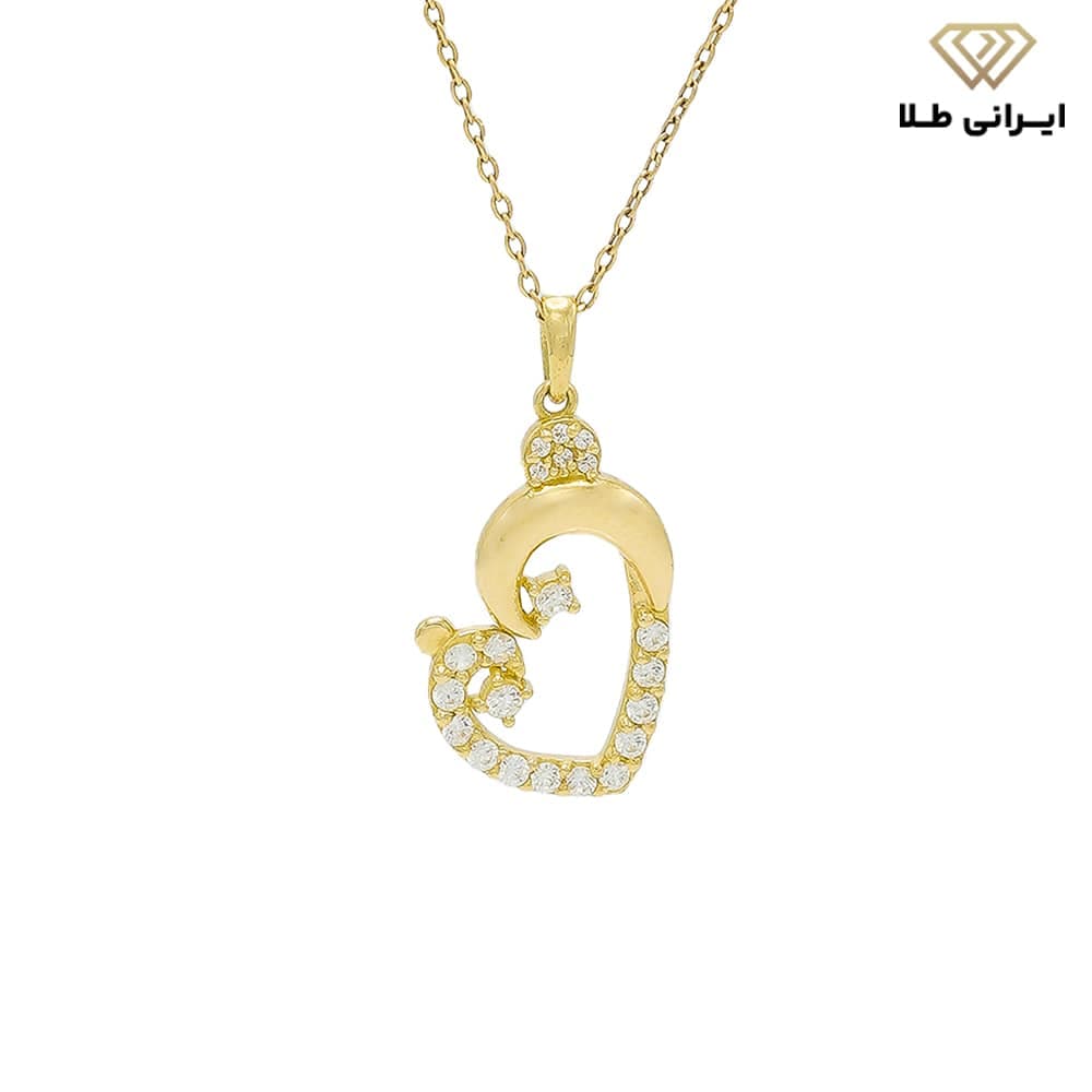 گردنبند طلا زنانه نگین دار طرح قلب
