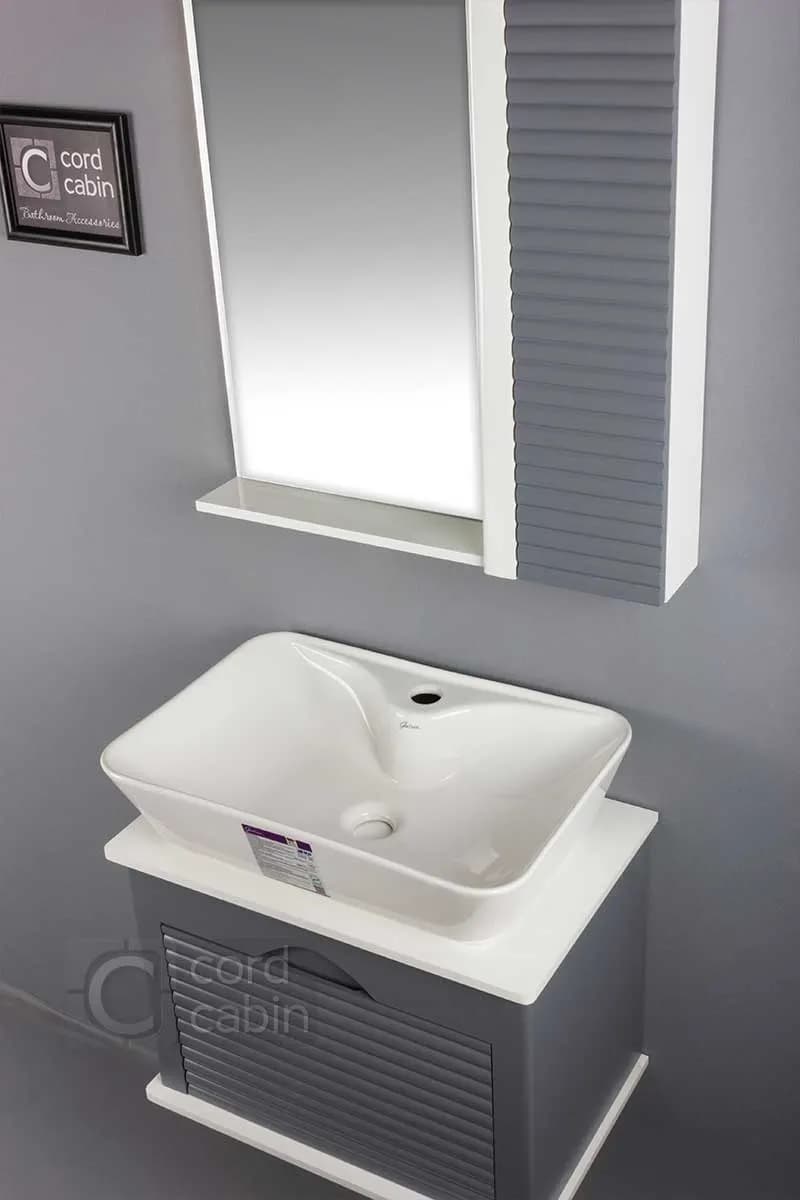 روشویی کابینت و آینه باکس طرح توسکا با کاسه مستطیل گاتریا سفید — تصویر ۴