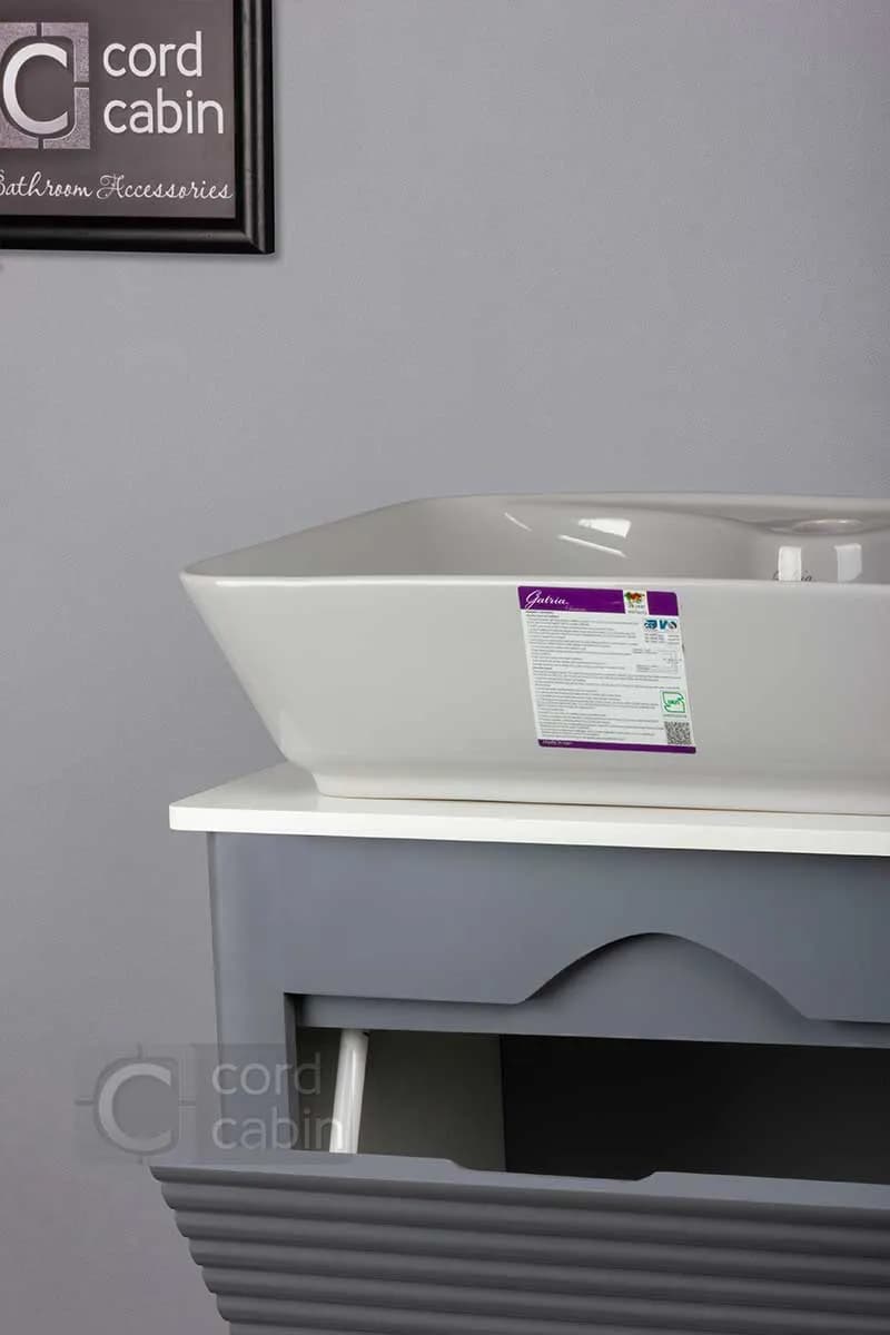روشویی کابینت و آینه باکس طرح توسکا با کاسه مستطیل طوسی گاتریا — تصویر ۶