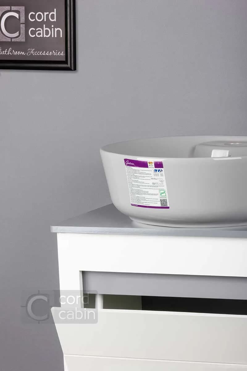 روشویی کابینت و آینه باکس طرح الیزه با کاسه گرد طوسی گاتریا — تصویر ۶