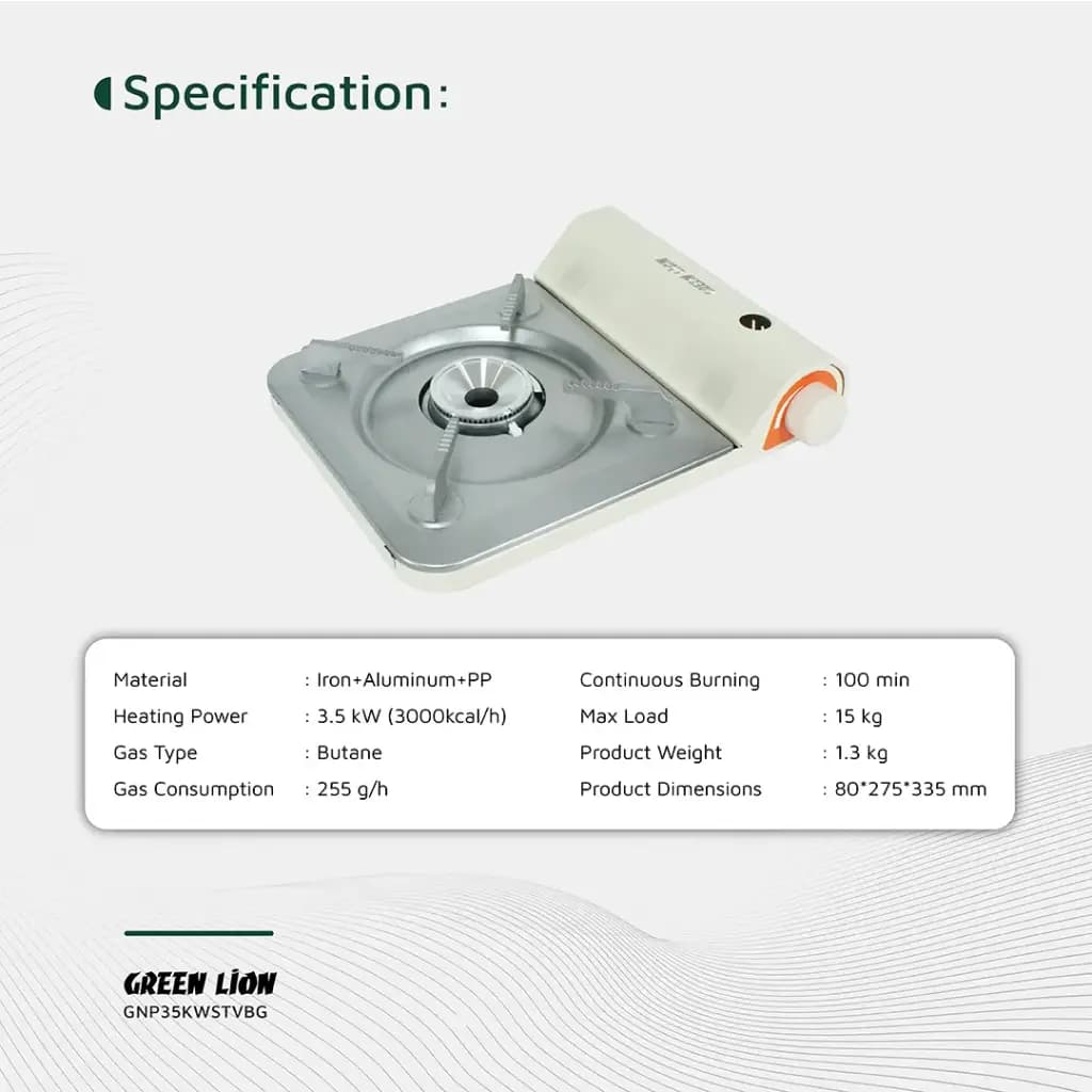 اجاق گاز قابل حمل گرین لاین مدل GNP35KWSTV – Stove — تصویر ۶