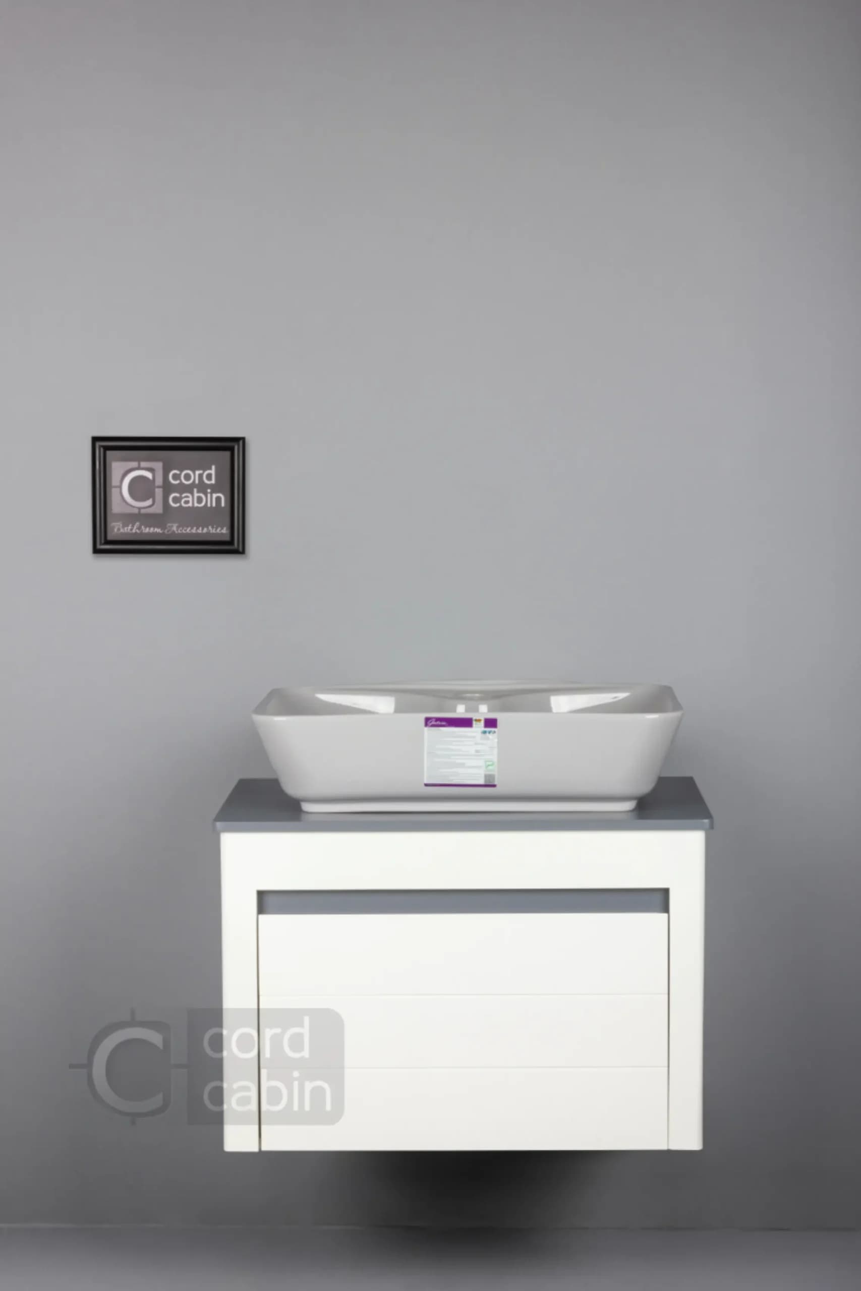 روشویی کابینت و آینه باکس طرح الیزه با کاسه مستطیل طوسی گاتریا — تصویر ۷