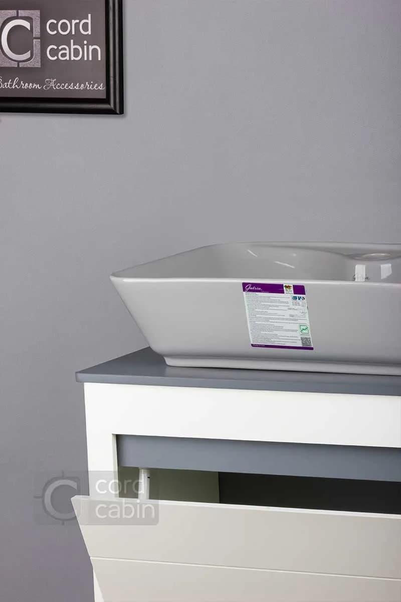 روشویی کابینت و آینه باکس طرح الیزه با کاسه مستطیل طوسی گاتریا — تصویر ۶