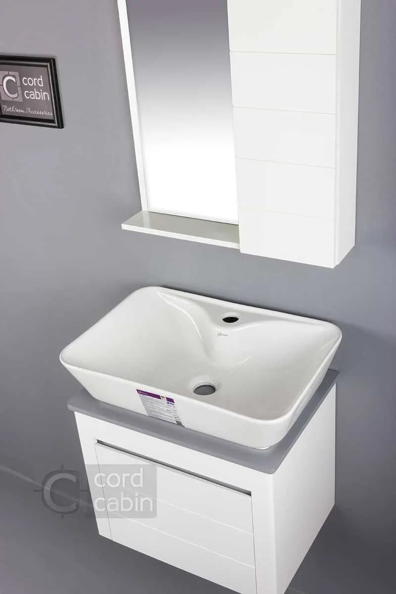 روشویی کابینت و آینه باکس طرح الیزه با کاسه مستطیل سفید گاتریا — تصویر ۴