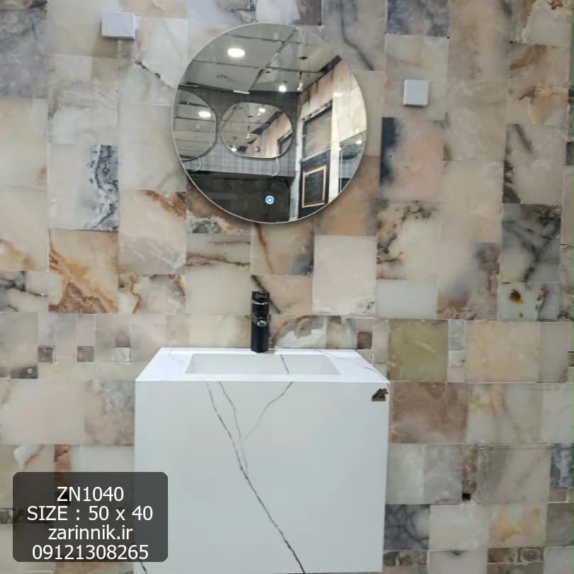 روشویی سرامیکی مدرن دیواری سایز 40*50 سفید زرین نیک کد ZN1040 — تصویر ۸