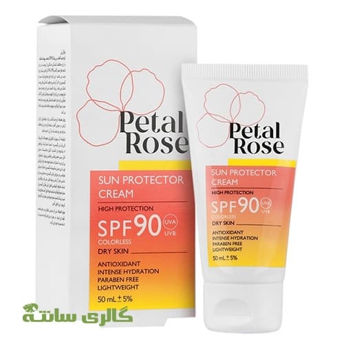کرم ضدآفتاب بدون رنگ پوست خشک پتال رز Petal rose حجم 50 میل