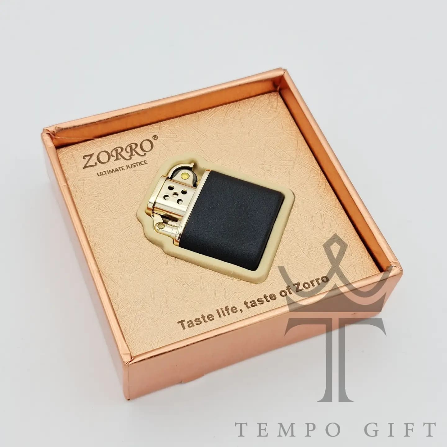 فندک بنزینی زورو ZORRO مشکی آسفالتی — تصویر ۱۲