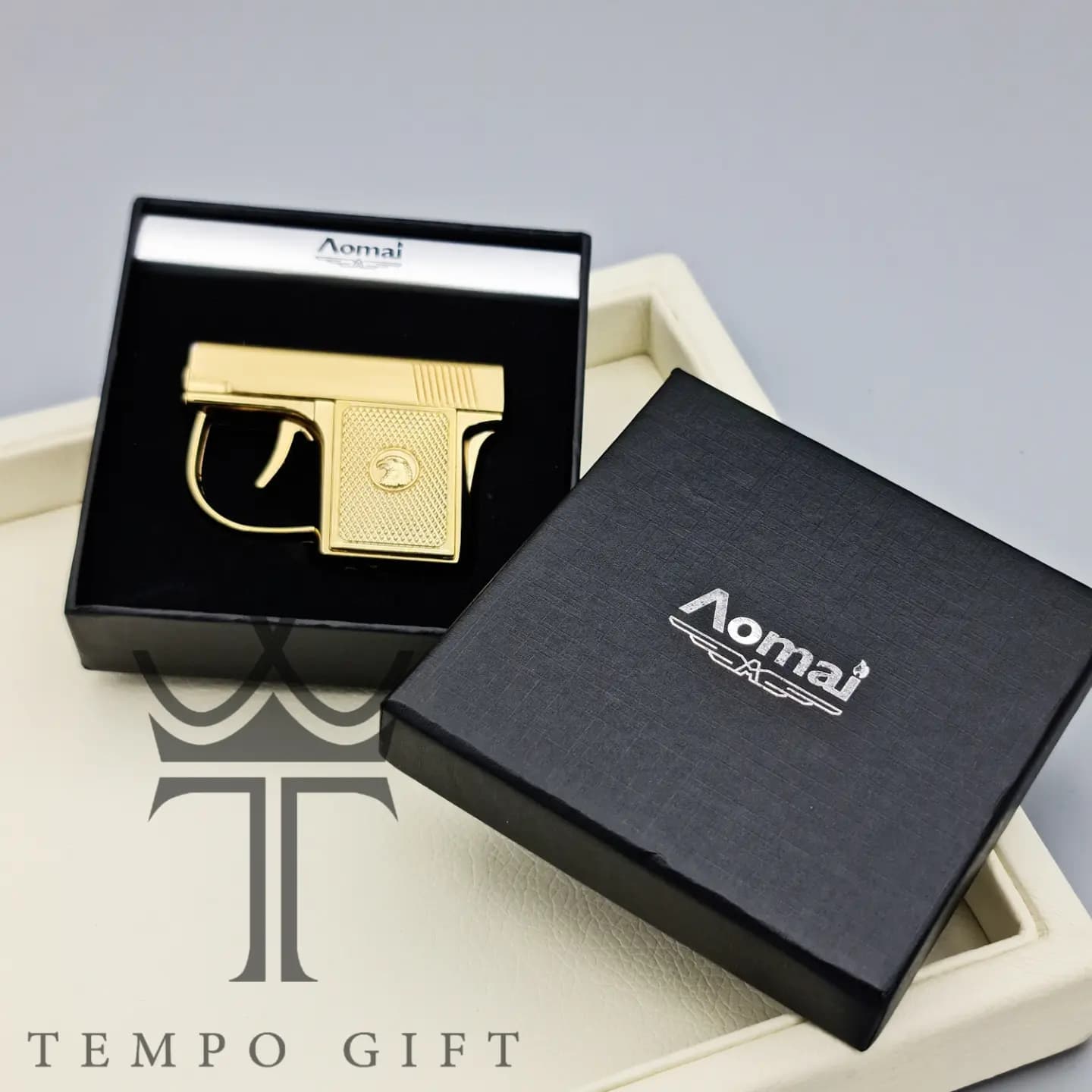 فندک گازی اتمی اومای AOMAI مدل تفنگ نقره ای — تصویر ۳