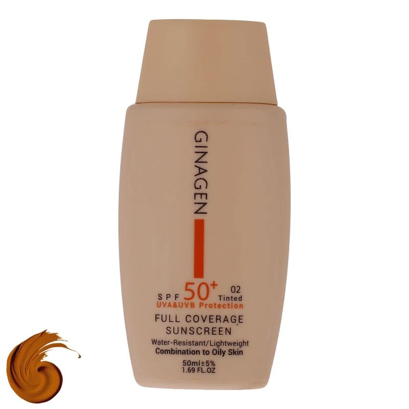 کرم ضد آفتاب ژیناژن رنگی با spf 50 مناسب پوست چرب و مختلط 02 حجم 50 میلی لیتر