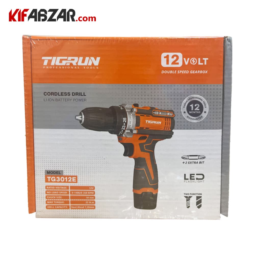 دریل شارژی تیگران لیتیوم 12 ولت مدل TG-3012E — تصویر ۳