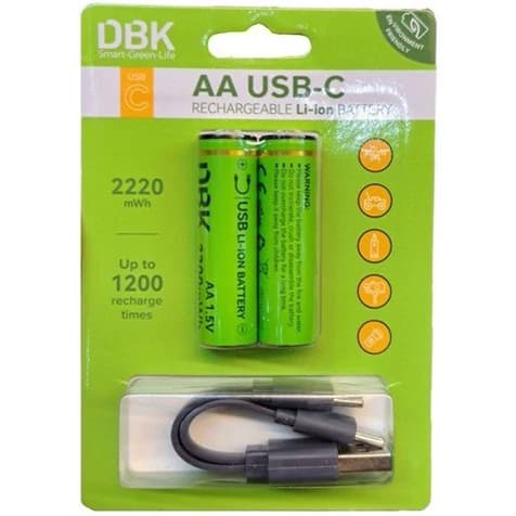 باطری قلمی شارژی DBK USB شارژ تایپ سی د ب کا 2220 میلی آمپر — تصویر ۳