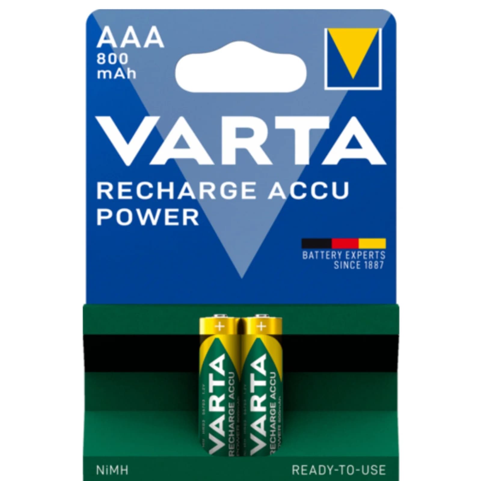 باتری نیم قلمی قابل شارژ وارتا مدل ACCU power Ready-to-use 800 بسته 2 عددی — تصویر ۳